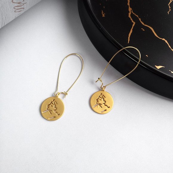 Art Face Hook Earrings - Picture 2 of 8